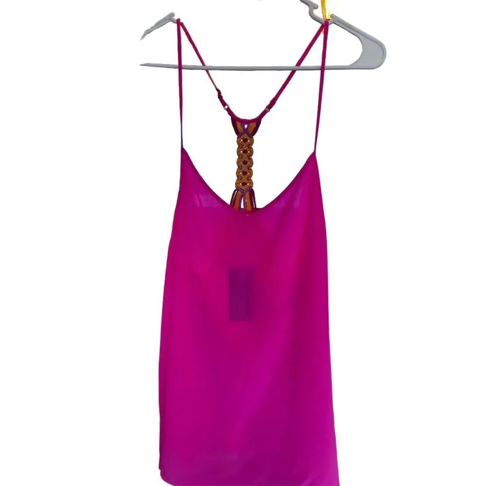 Lilly Pulitzer Women's Silk Tank Top‎ Pink with elegant back Detail Size M